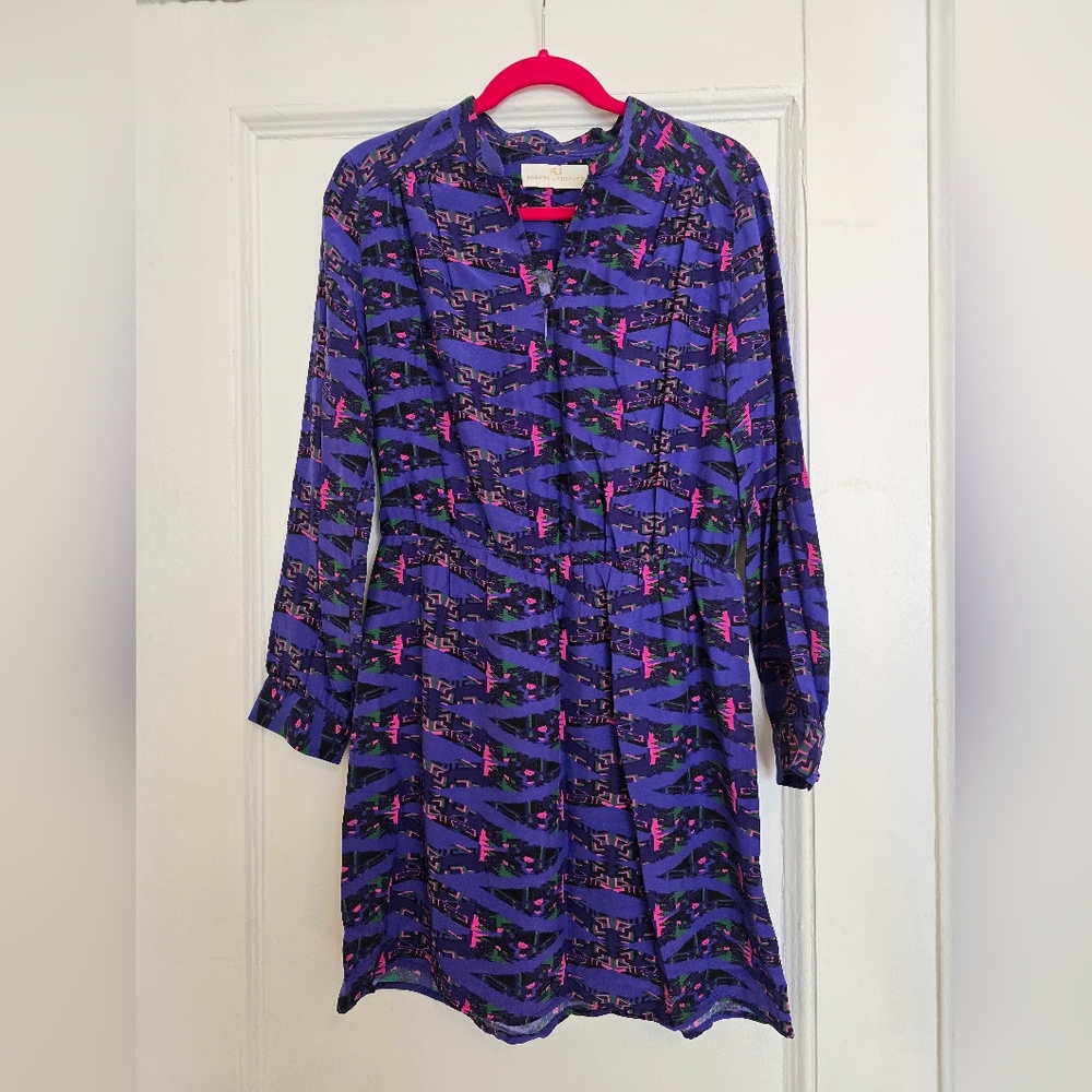 Amanda Uprichard Purple Silk "Aztec" Print Dress - Size Med - Picture 3 of 16